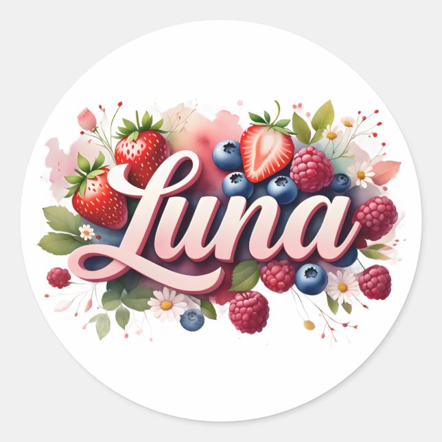 Personalized Sticker Luna Berry Floral Design (Front)