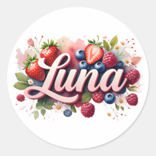 Personalized Sticker Luna Berry Floral Design