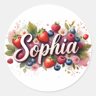 Personalized Sticker "Sophia" Berry Floral Design