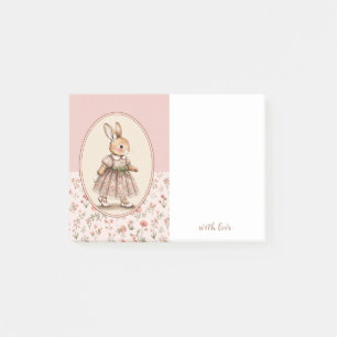 Personalized Sticky Notes, Vintage Floral Rabbit Post-it Notes
