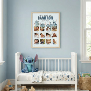 Personalized Stitch First Birthday Milestone Poster