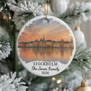 Personalized Stockholm Ceramic Ornament, Custom Sw Ornament