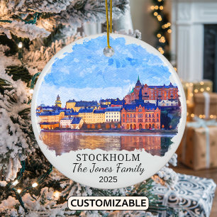 Personalized Stockholm Ornament, Sweden Ceramic Ornament