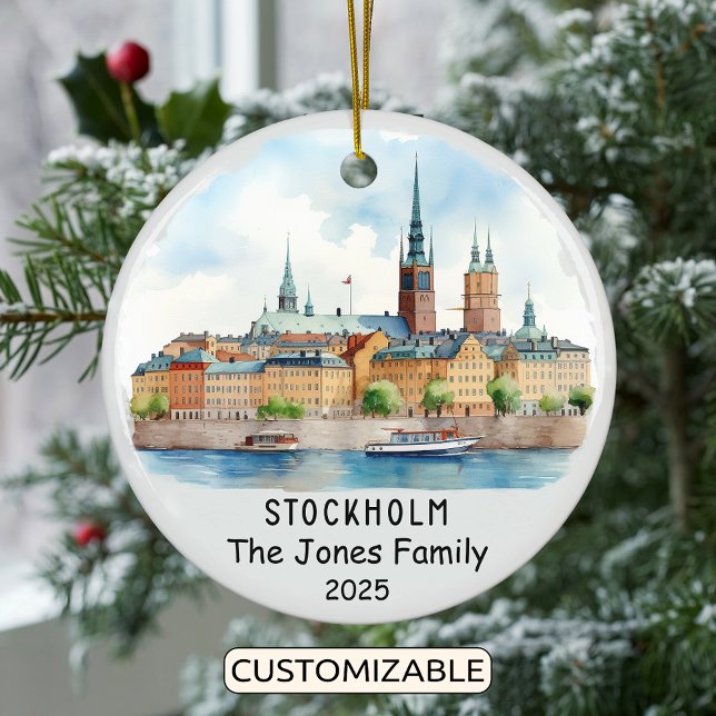 Personalized Stockholm Ornament, Sweden Ceramic Ornament (Creator Uploaded)