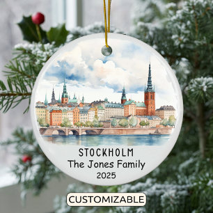 Personalized Stockholm Ornament, Sweden Ceramic Ornament