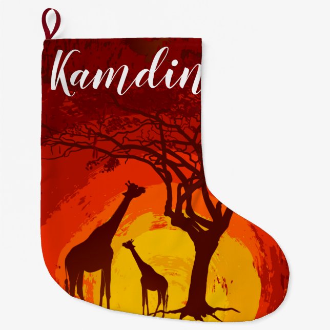 Personalized Stocking African Safari Giraffe Sun (Front)