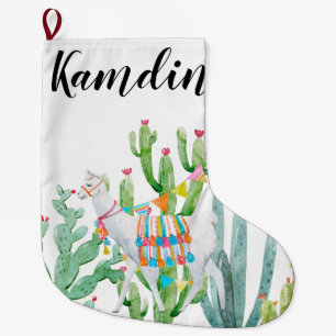 Personalized Stocking Boho Llama Bohemian Cacti De