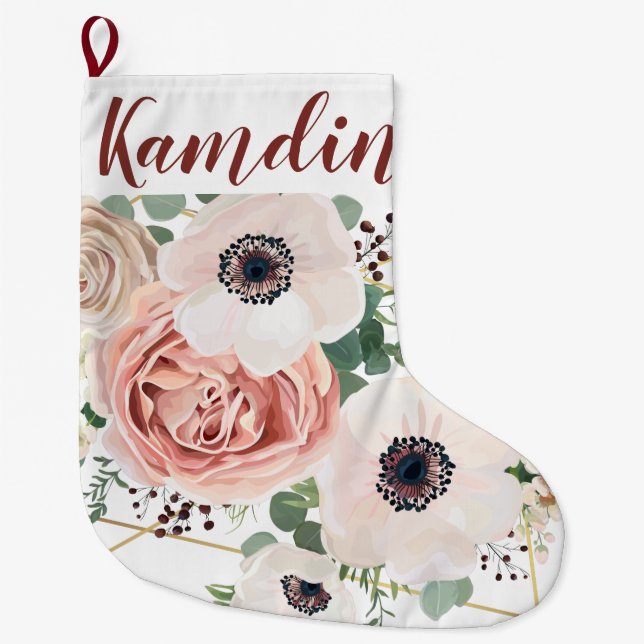 Personalized Stocking Geometric Garden Rose Anemon (Front)