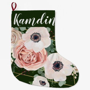 Personalized Stocking Geometric Garden Rose Hunter