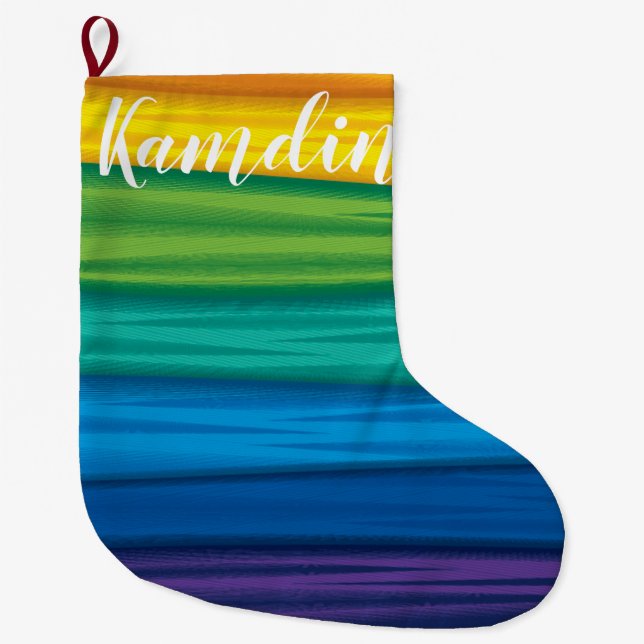 Personalized Stocking lgbtq rainbow flag lesbian g (Front)
