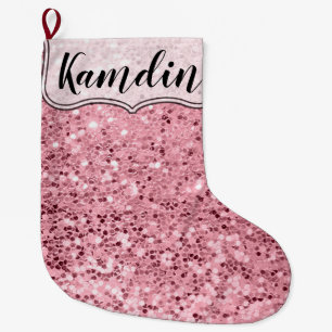 Personalized Stocking Rose Gold Glitter