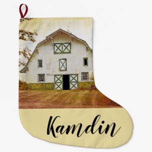 Personalized Stocking Sunset Barn Country Rustic F