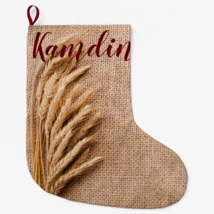 Personalized Stocking Wheat on Burlap Sack Country