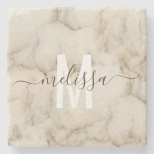 Personalized Stone Monogram Marble Handwritten Coaster