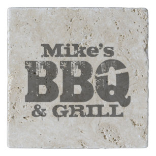Personalized stone trivet for grill and BBQ party