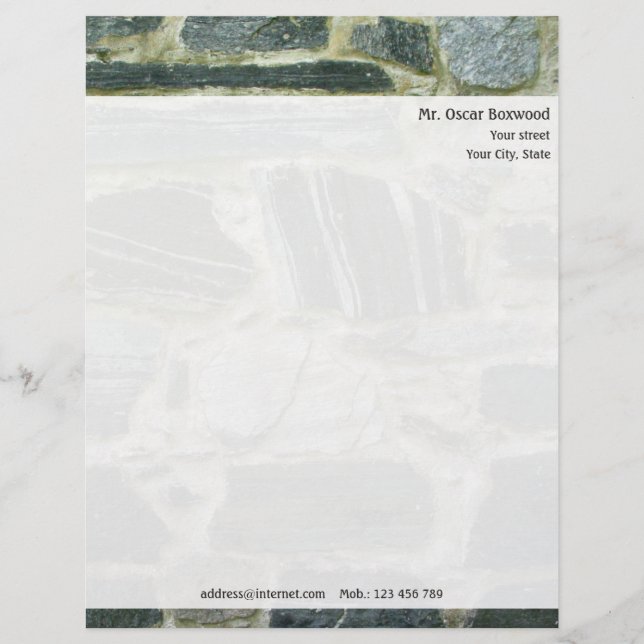 Personalized Stone Wall with Return Address Letterhead (Front)