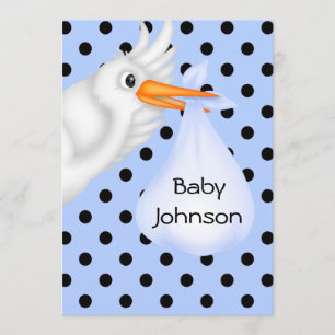 Personalized Stork Baby Boy Shower Invitation