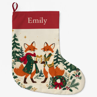 Personalized Storybook Woodland Fox Christmas Large Christmas Stocking