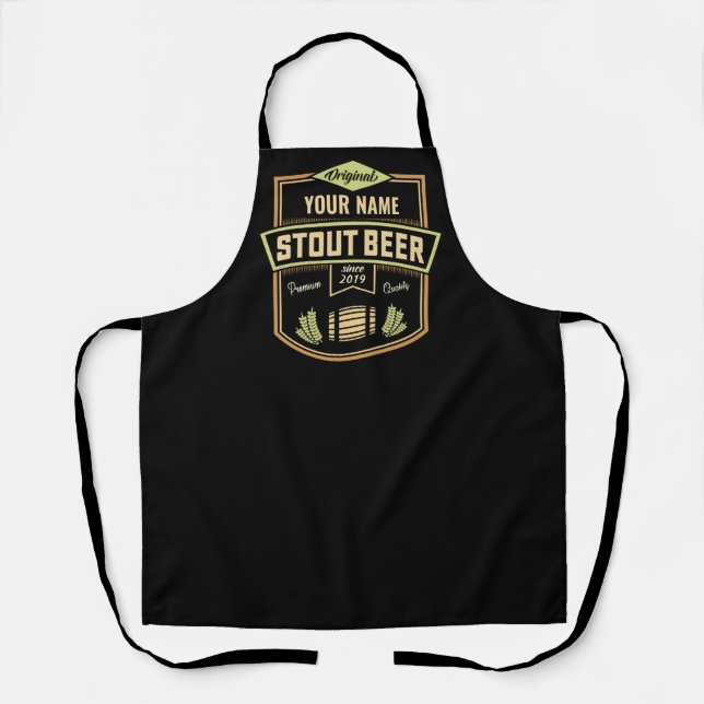 Personalized Stout Dark Beer Brewing Label Bar  Apron (Front)