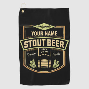 Personalized Stout Dark Beer Brewing Label Bar  Golf Towel