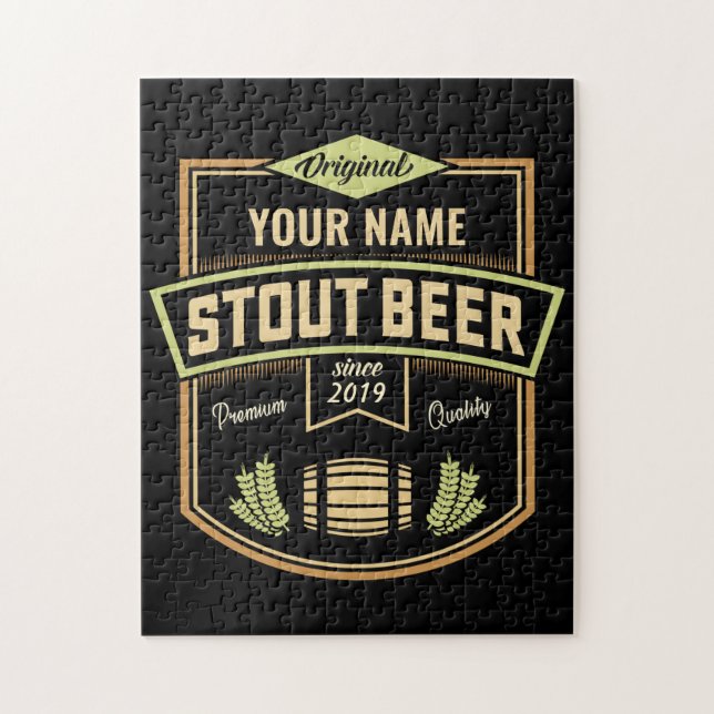 Personalized Stout Dark Beer Brewing Label Bar Jigsaw Puzzle (Vertical)