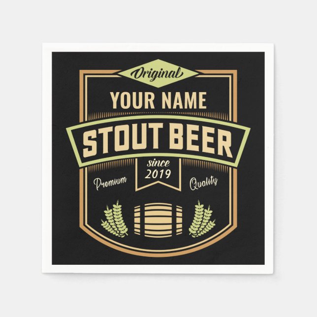 Personalized Stout Dark Beer Brewing Label Bar   Napkin (Front)