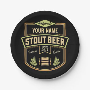 Personalized Stout Dark Beer Brewing Label Bar  Paper Plate