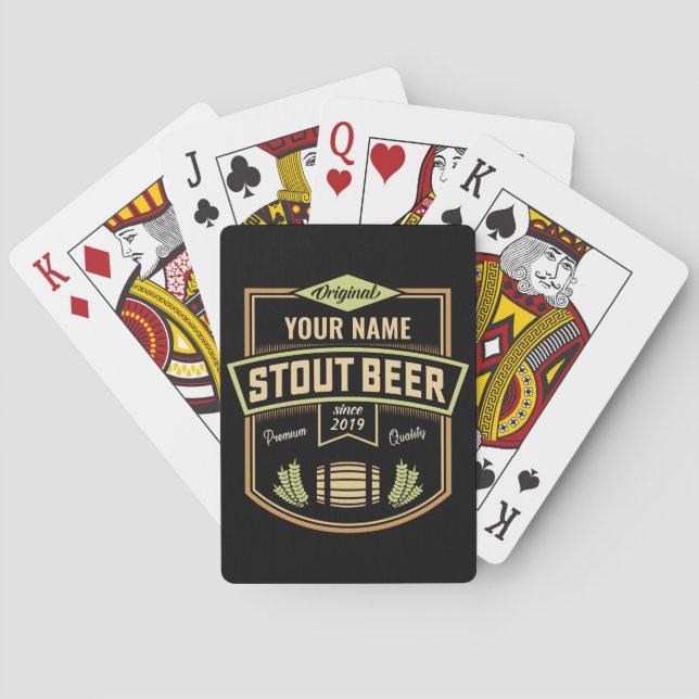 Personalized Stout Dark Beer Brewing Label Bar Playing Cards (Back)