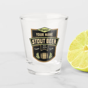 Personalized Stout Dark Beer Brewing Label Bar  Shot Glass