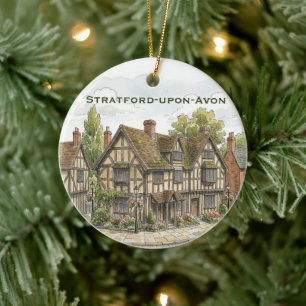 Personalized Stratford-upon-Avon UK Photo Xmas Ceramic Ornament