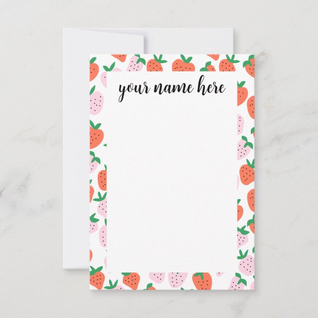 Personalized Strawberries Notecards (Front)