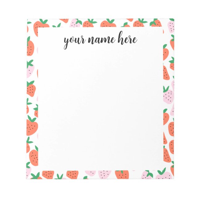 Personalized Strawberries Notepad (Front)