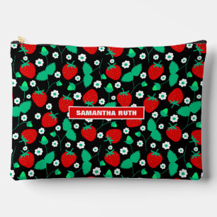 Personalized Strawberry and Daisy Flowers  Accessory Pouch