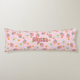 Personalized Strawberry and Daisy Patterned comfy Body Pillow