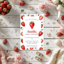 Personalized Strawberry Baby Shower Invitation