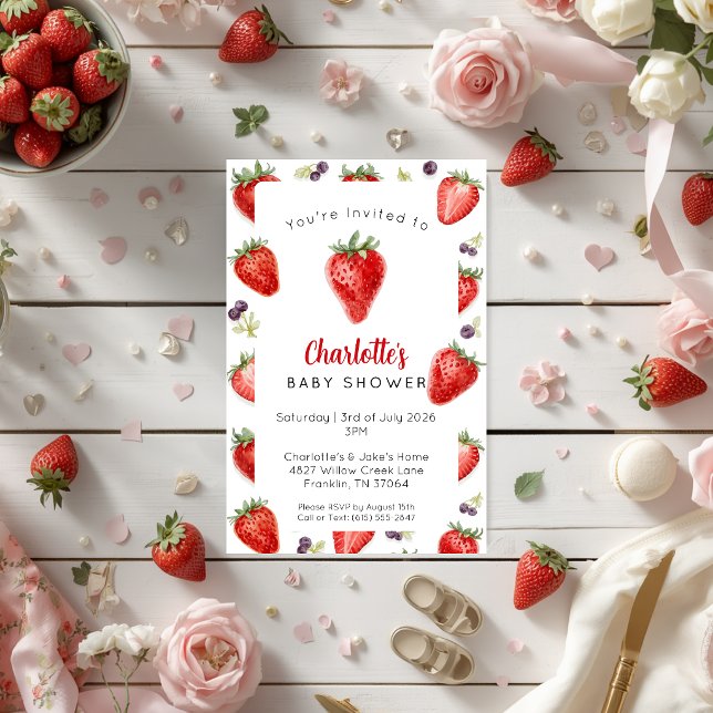 Personalized Strawberry Baby Shower Invitation (Creator Uploaded)
