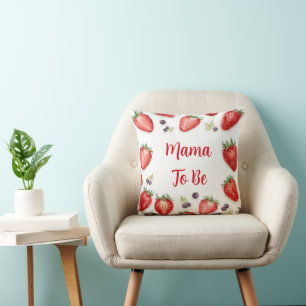 Personalized Strawberry Baby Shower Mama-to-Be  Throw Pillow