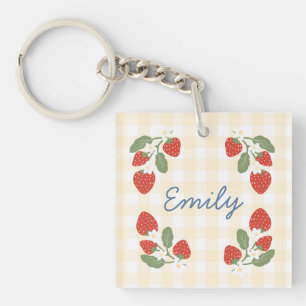 Personalized Strawberry Berry Sweet Party Picnic Keychain