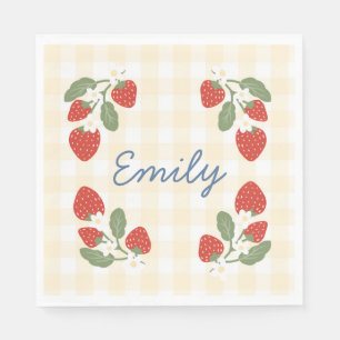 Personalized Strawberry Berry Sweet Party Picnic Napkin