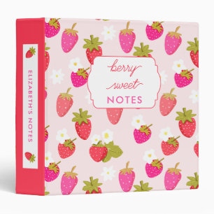Personalized Strawberry Berry Sweet Pink Floral Binder
