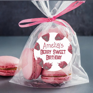 Personalized Strawberry Birthday Classic Round Sticker