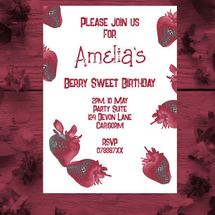 Personalized Strawberry Birthday Invitation