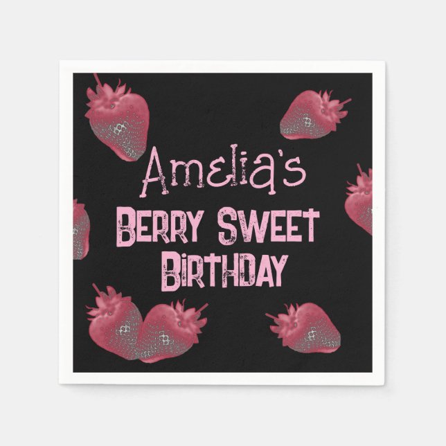 Personalized Strawberry Birthday Napkin (Front)