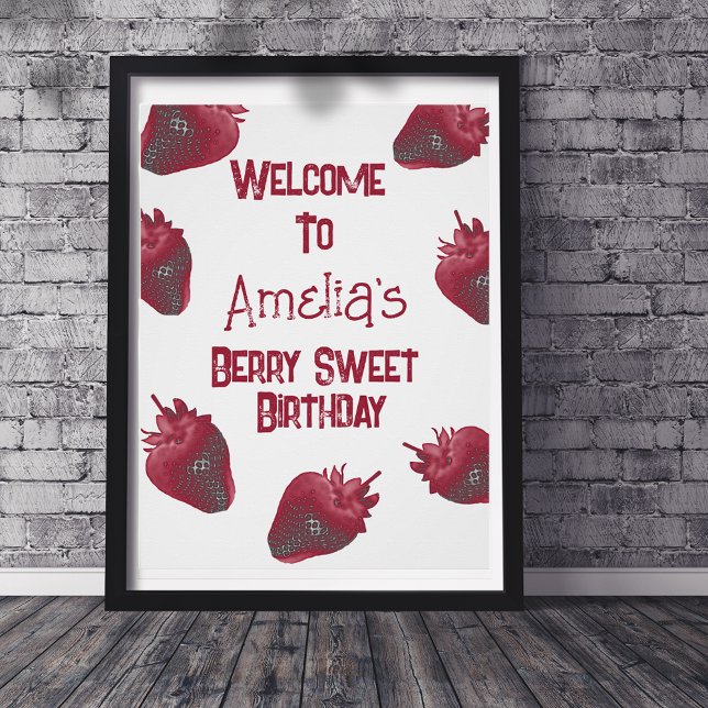 Personalized Strawberry Birthday Welcome Poster (Creator Uploaded)