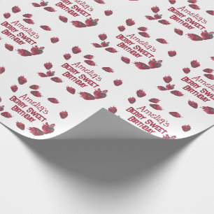 Personalized Strawberry Birthday Wrapping Paper