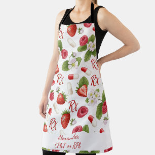 Personalized Strawberry & Capsule Pharmacy Apron