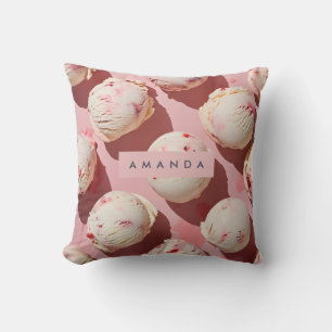 Personalized Strawberry Cream Swirl Aesthetic Throw Pillow