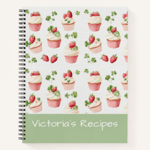 Personalized Strawberry Cupcake Recipe Notebook