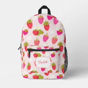 Personalized Strawberry Cute Pink Cottagecore Printed Backpack