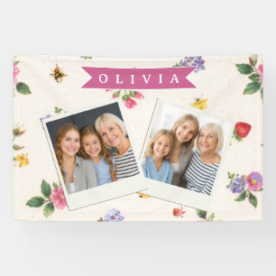 Personalized Strawberry Garden Bee Cottagecore Banner
